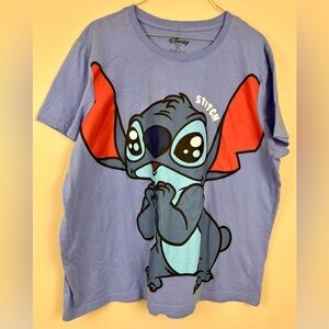 Disney Stitch T-Shirt - Short Sleeve Size XL Grey Blue